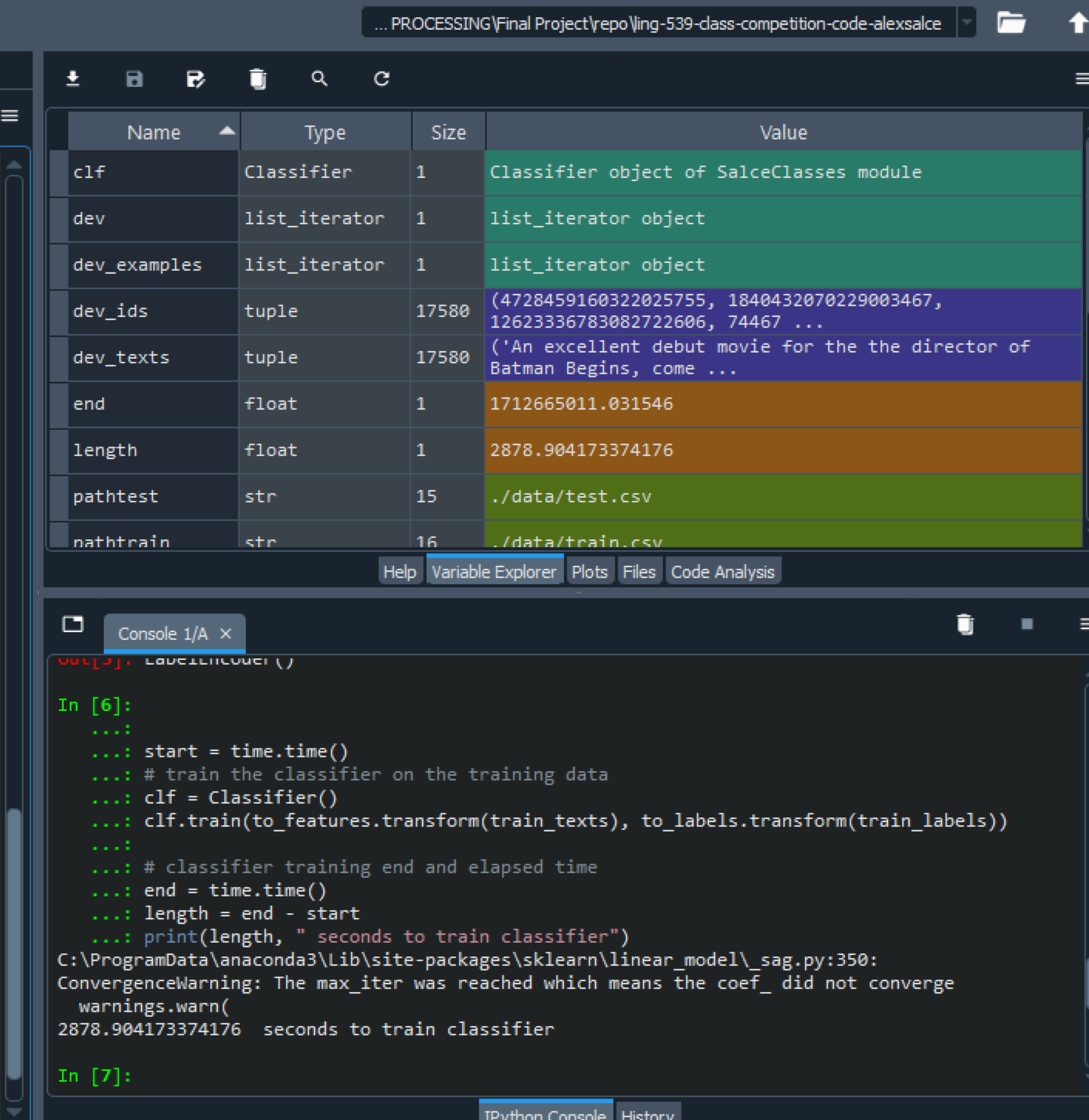 original training data classifier training time